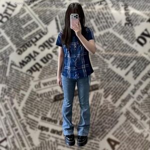 Harley Davidson 115th anniversary blue plaid shirt